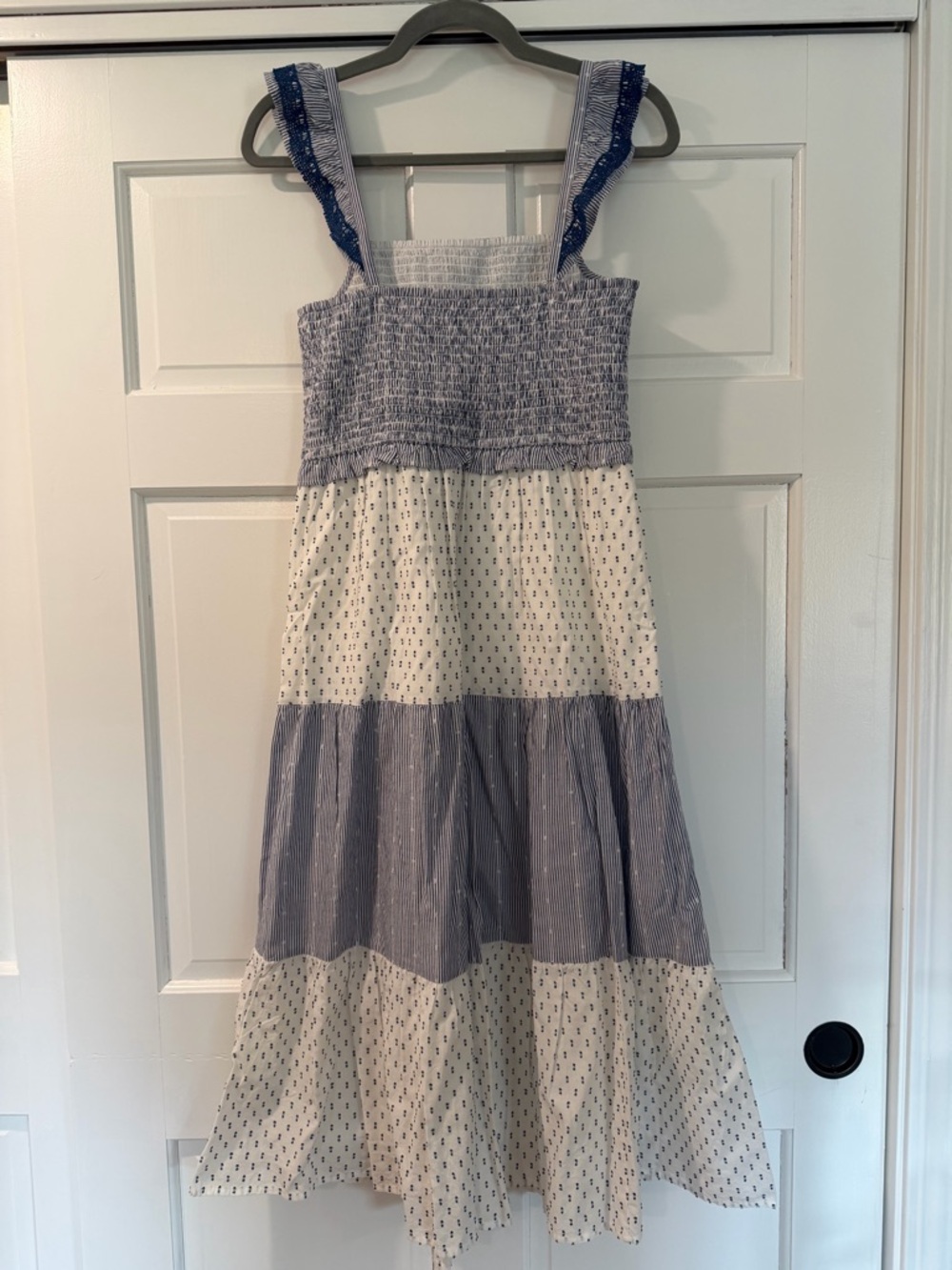 NWT J. Crew F Midi Smocked Clip-Dot Tiered Dress - Size Small - Picture 4 of 10